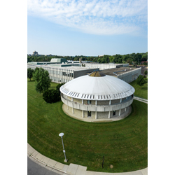 Shot of the library dome and the attached building.